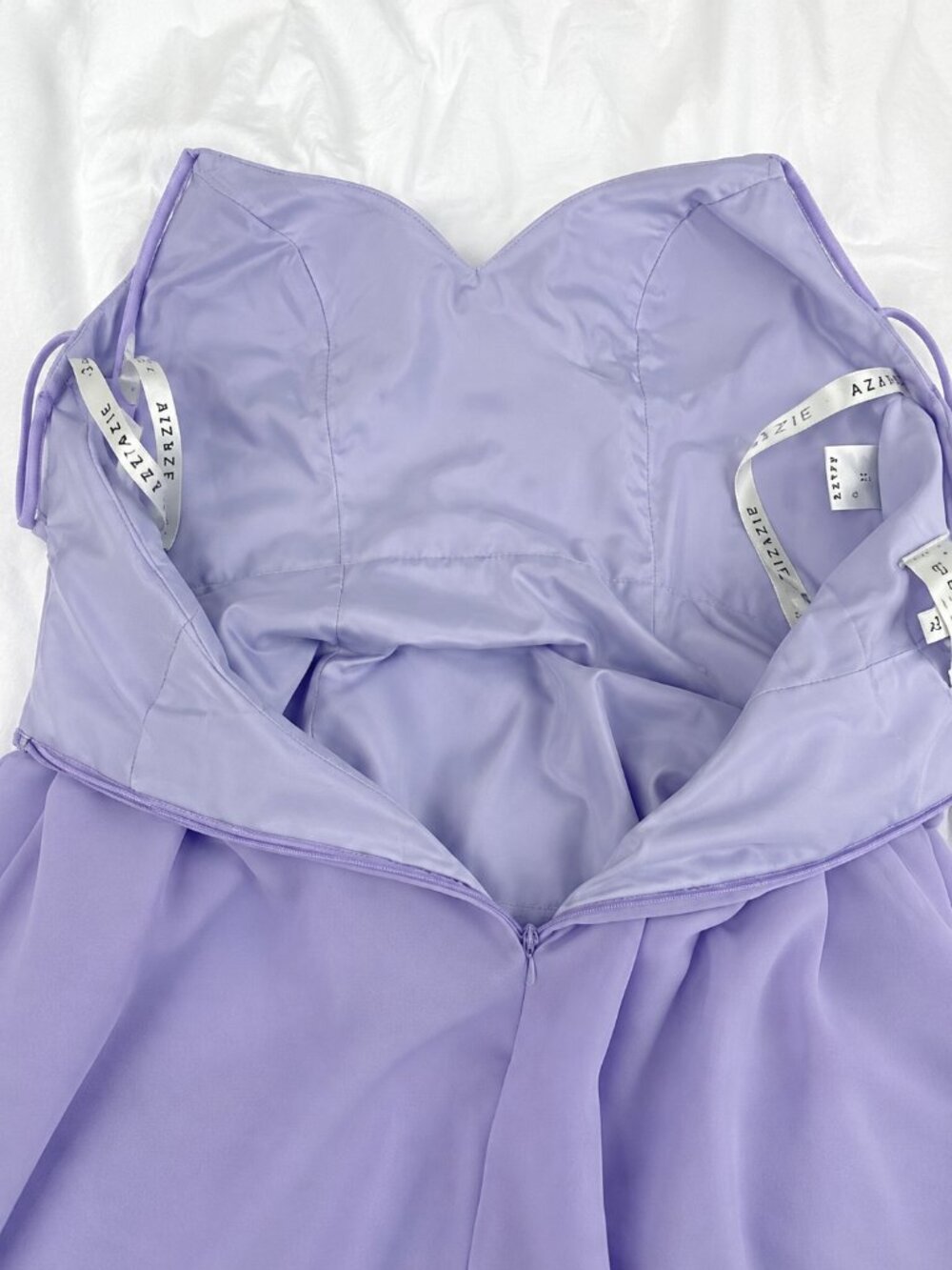 Azazie Sz 6 Lavender Chiffon Bridesmaid Maxi Dress Ruffle Gown - Picture 2 of 9